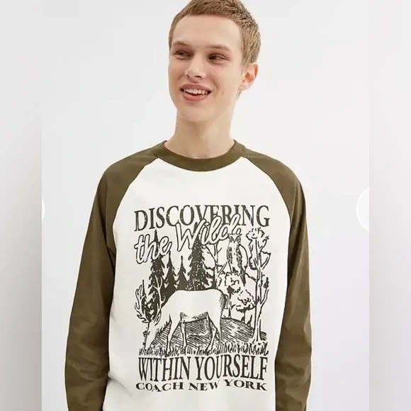 NWT COACH Wild Raglan Crewneck Long Sleeve T-Shirt |Size Medium - Picture 4 of 6